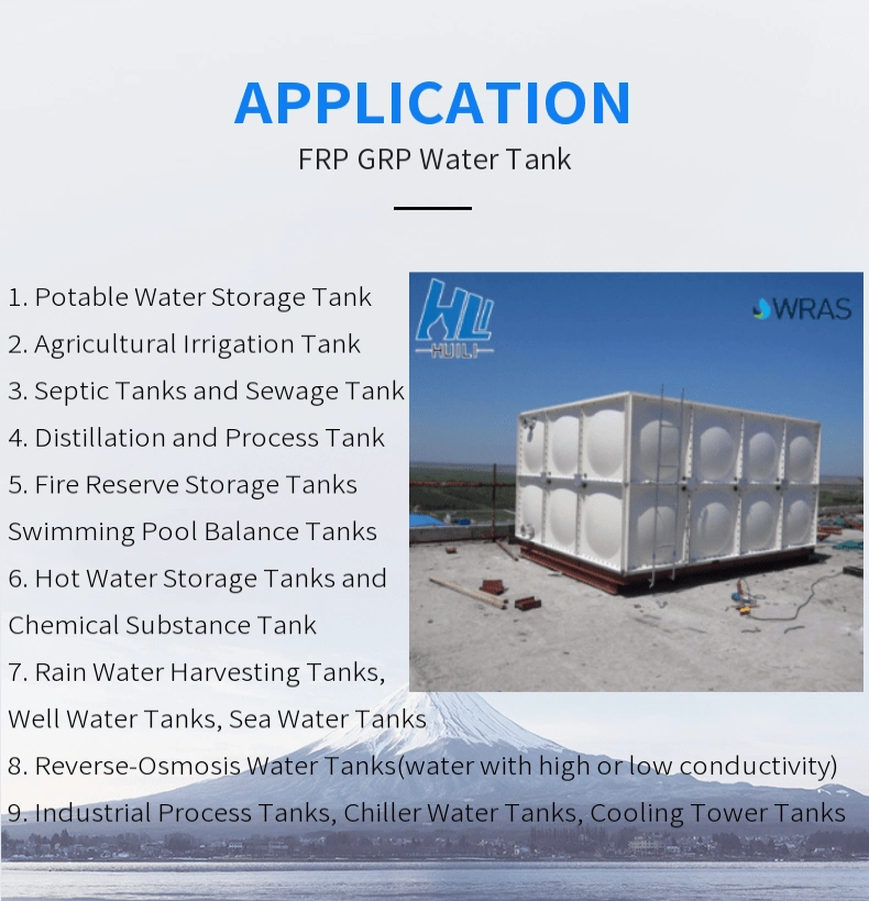 Hot Sale Custom GRP FRP SMC Fiber Glass Rectangular Large Irrigation Rain Water Tank Cheap Price 1000 5000 30000 Liter in UAE